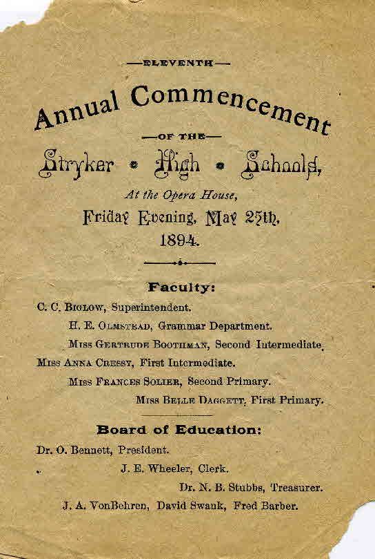 1894 Commencement Program Cover